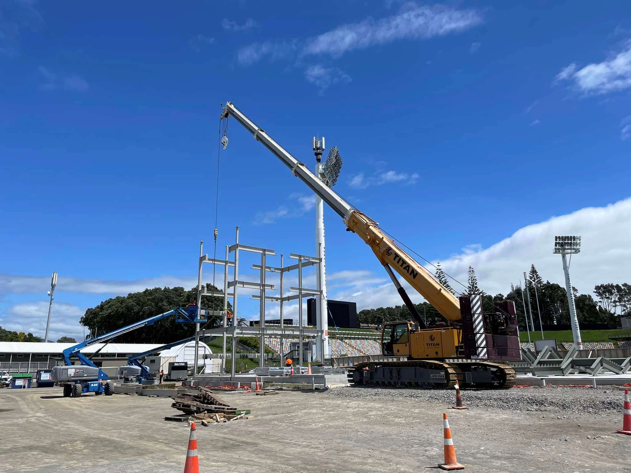 East Stand framing goes up at Yarrow Stadium